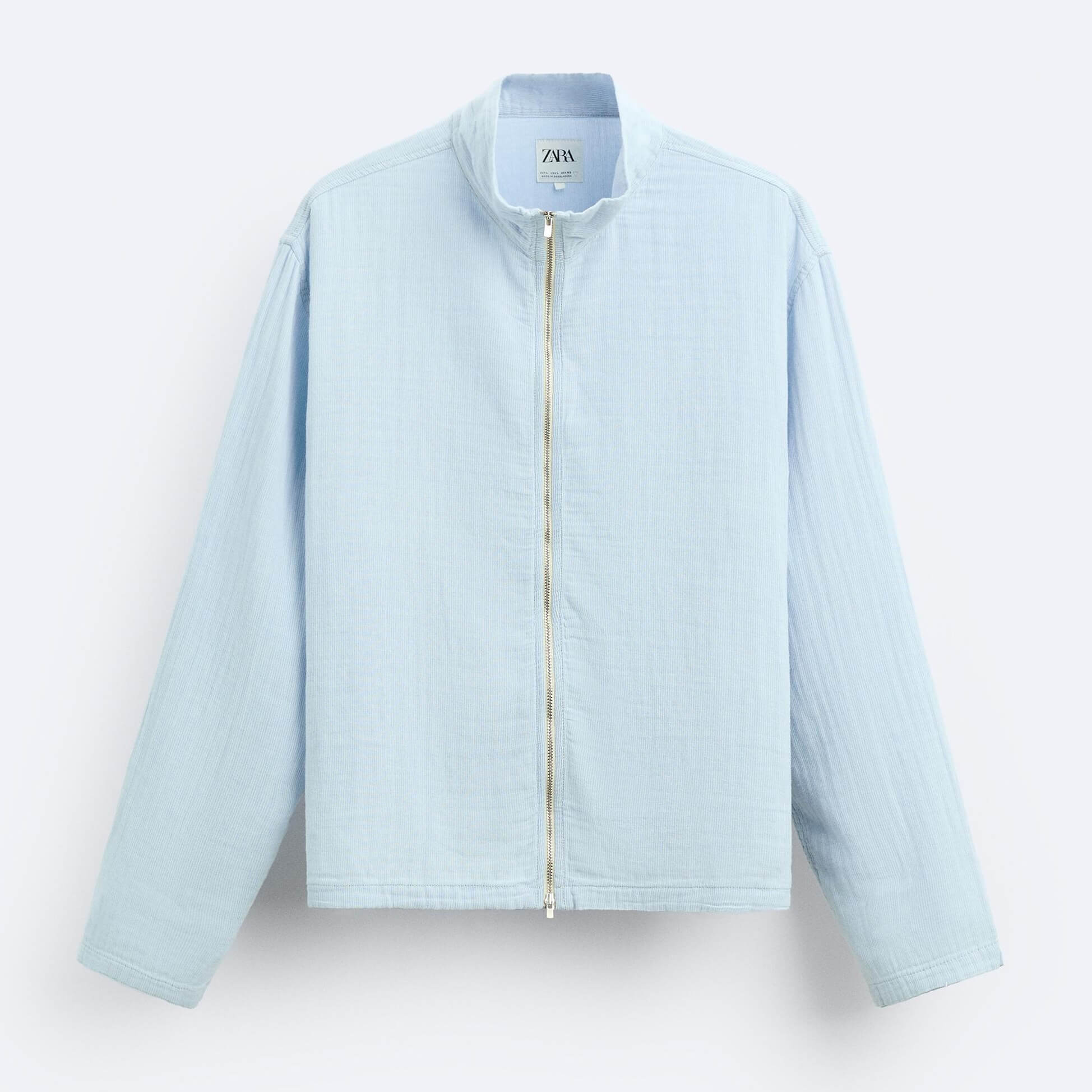цена Рубашка верхняя Zara Striped Zip, голубой