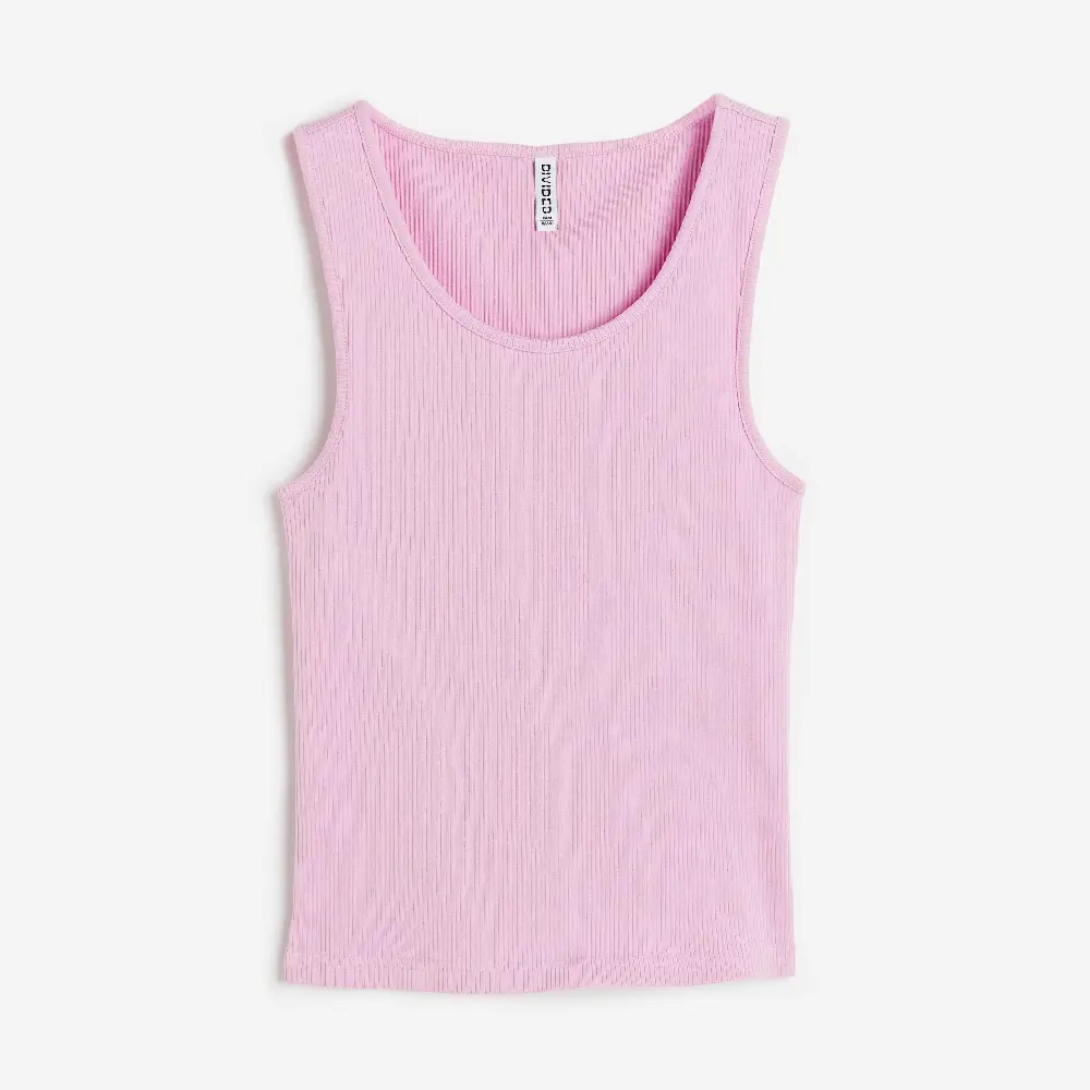 

Топ H&M Ribbed Cotton Tank, светло-розовый