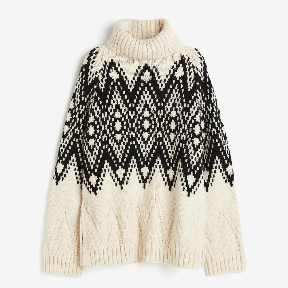 

Свитер H&M Jacquard Turtleneck, кремовый/черный