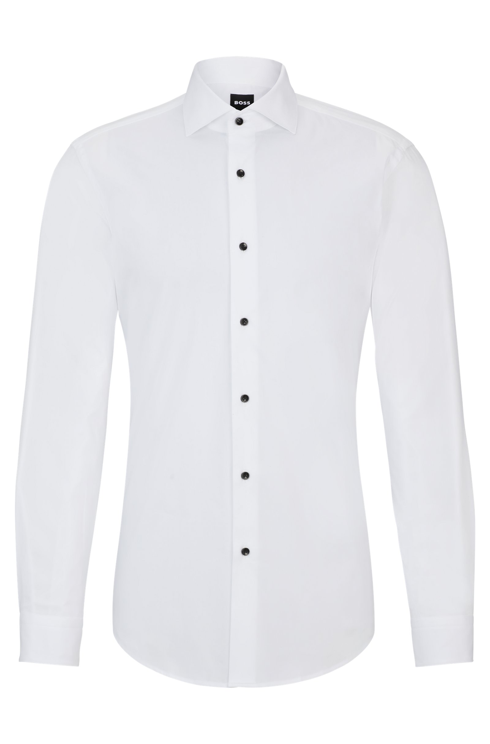 Рубашка Boss Slim-fit Dress In Easy-iron Stretch Cotton, белый рубашка из эластичного поплина zara белый