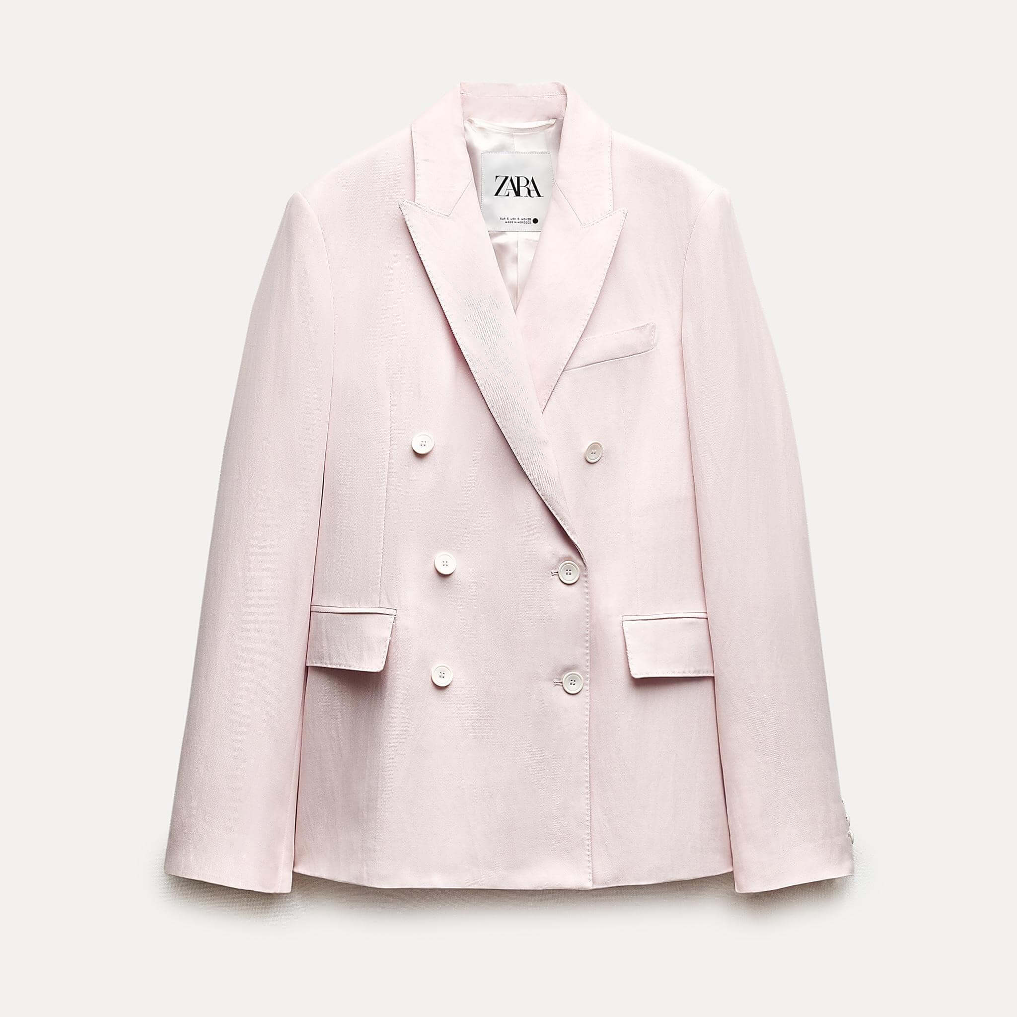 Блейзер Zara ZW Collection Double-Breasted, розовый