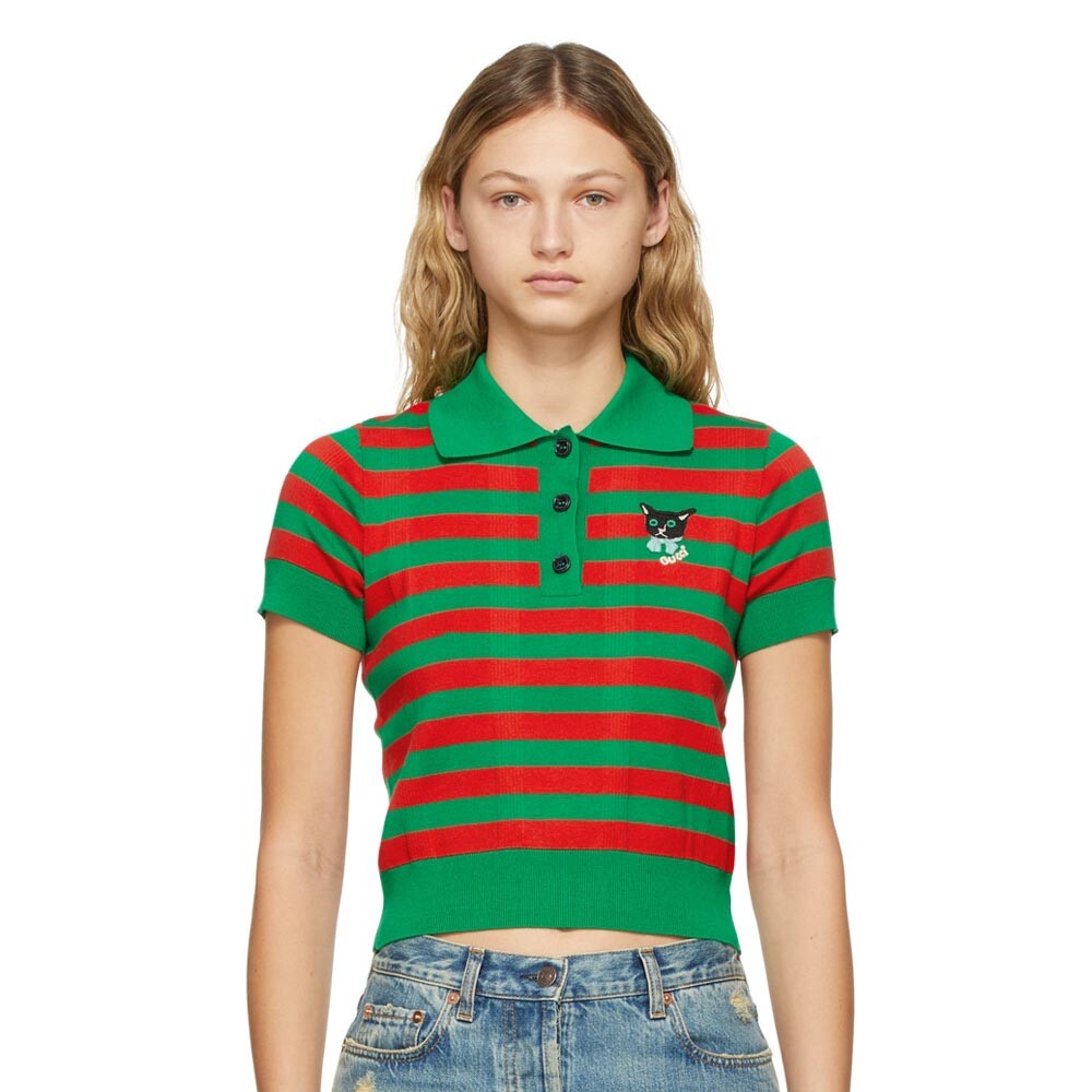 

Поло Gucci Wool Contrast Trim, зеленый