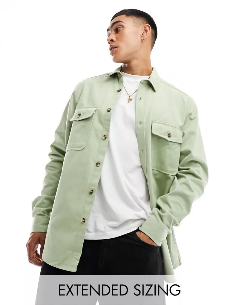 Зеленая хлопковая куртка-рубашка ASOS