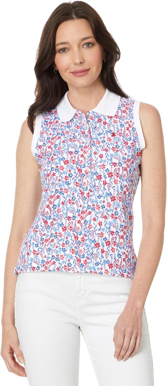 

Поло Tommy Hilfiger Sleeveless Ditsy Floral Polo, цвет Bright White/Scarlet