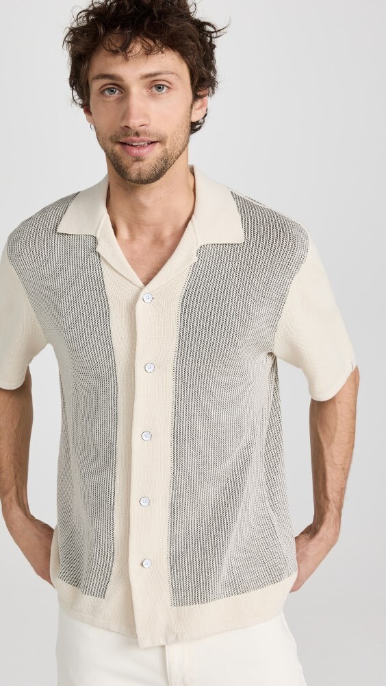 

Рубашка Rag & Bone Harvey Knit Camp, слоновая кость