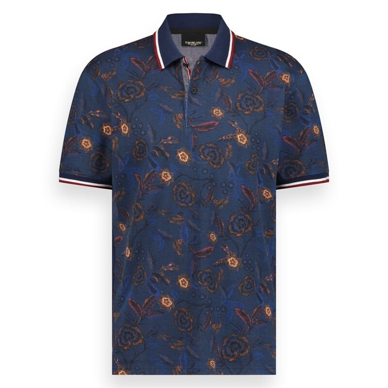 

Поло Twinlife Polo Shirt allover print, синий