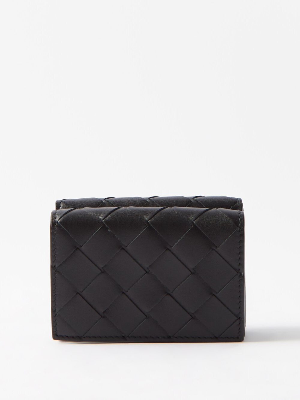 

Кошелек тройного сложения из кожи intrecciato Bottega Veneta, черный