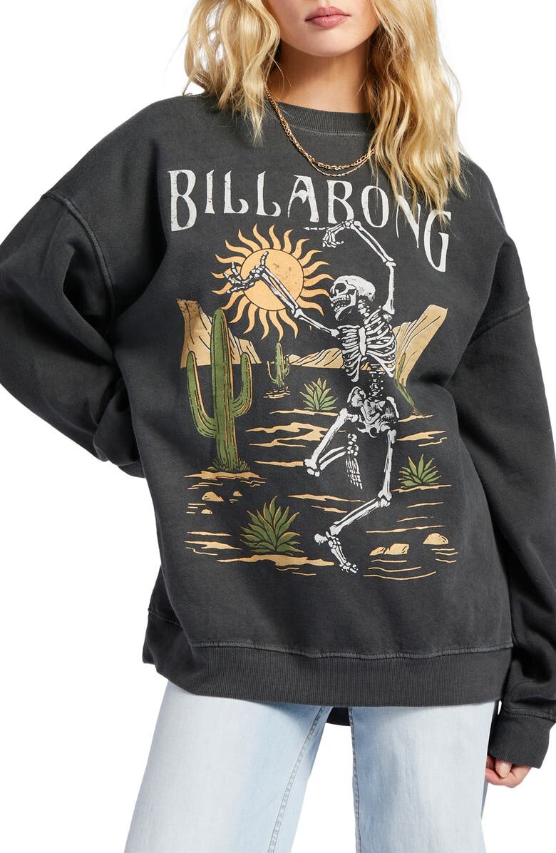 

Толстовка оверсайз с графикой Ride In BILLABONG, черный