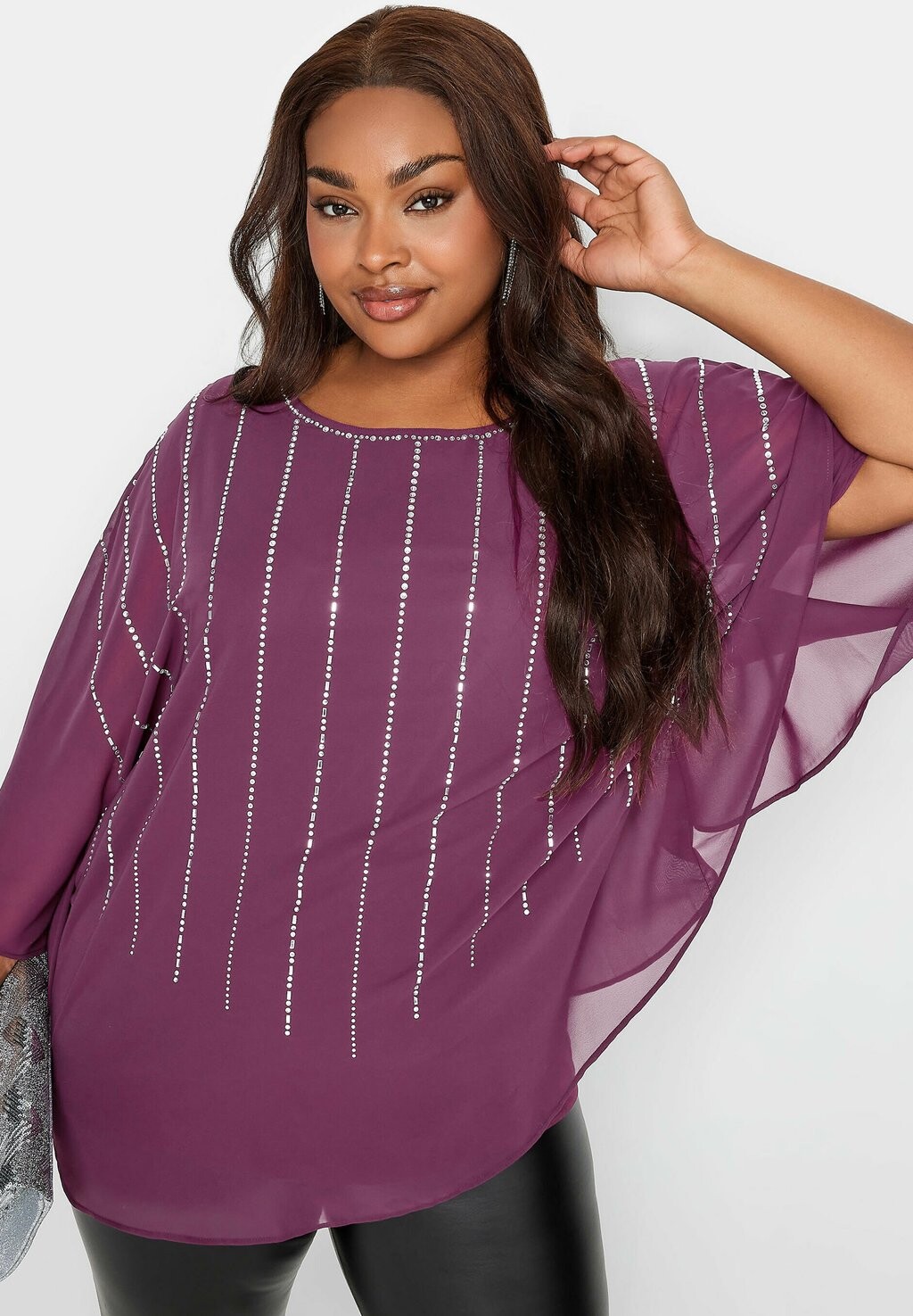 

Блузка Embellished Diamond Yours Clothing, фиолетовый