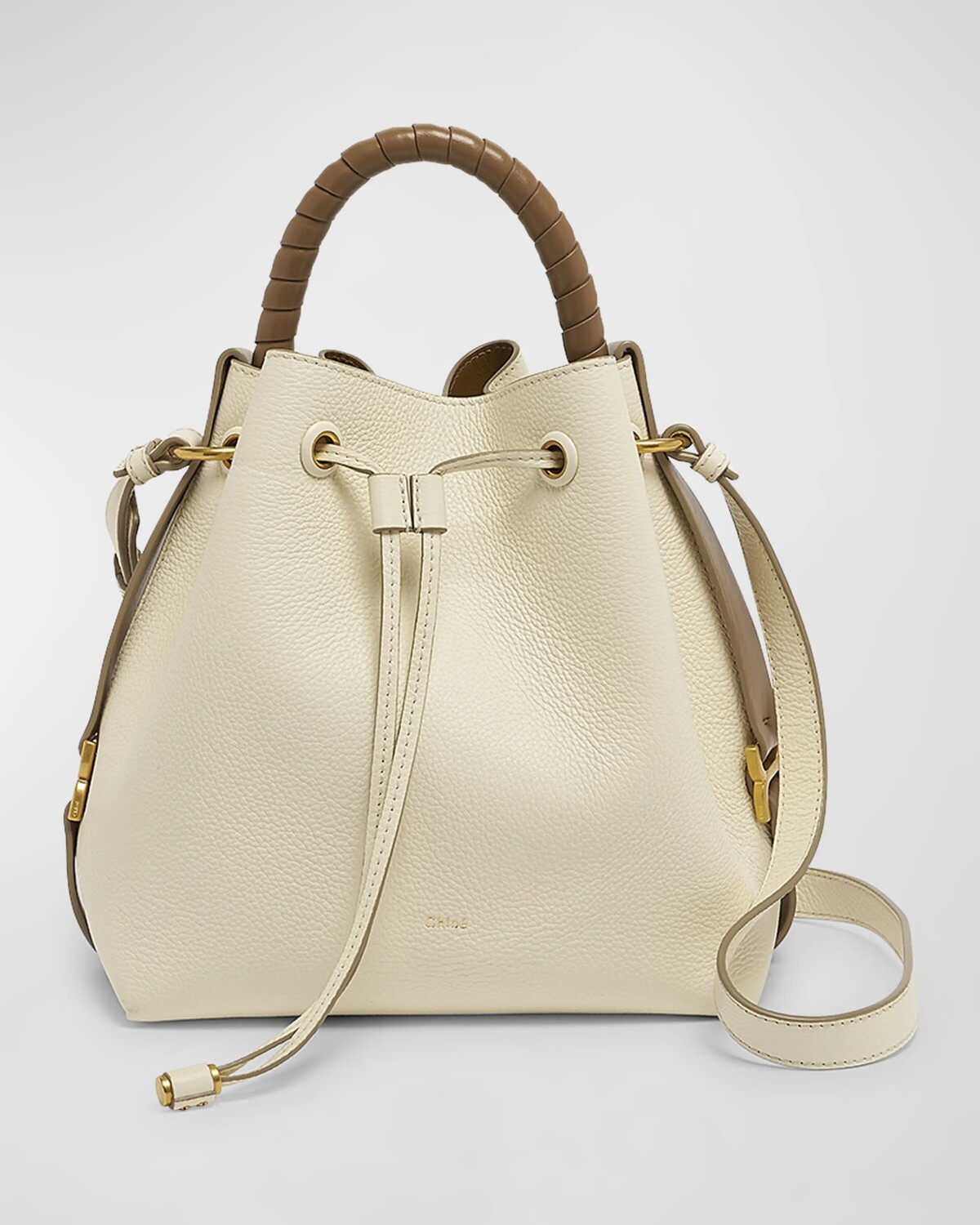 

Сумка-ведро Marcie из зерненой кожи Chloé, цвет Misty Ivory