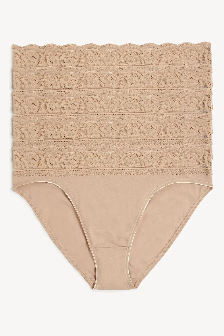 

Кружевное бикини с высокой талией - 5 пар Marks & Spencer, бежевый
