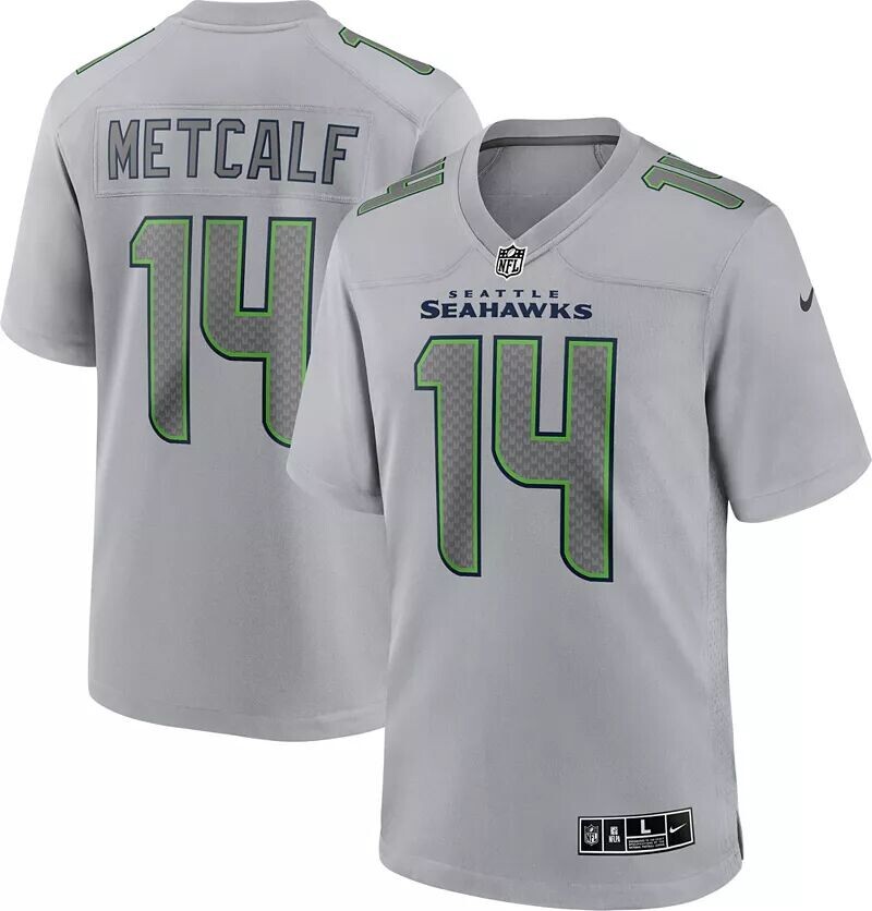 

Мужское джерси Nike Seattle Seahawks DK Metcalf #14 Atmosphere Grey Game