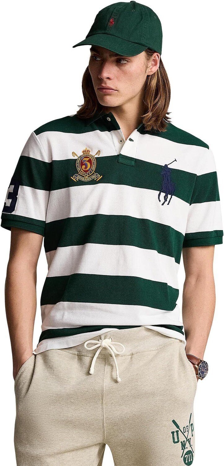 

Поло Polo Ralph Lauren Custom Slim Fit Big Pony Crest Mesh Polo, цвет Moss Agate/White