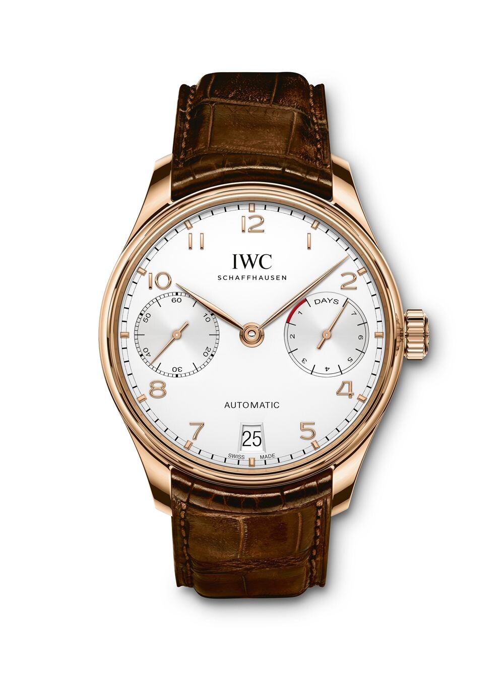 

Часы Portugieser из 18-каратного золота 5N с ремешком из кожи аллигатора IWC Schaffhausen, коричневый