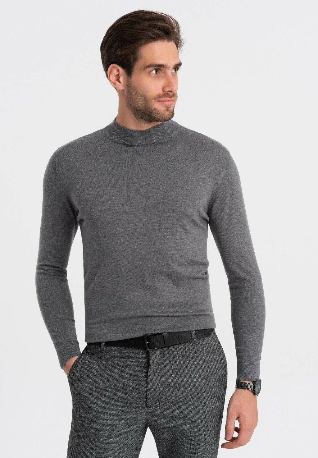 Вязаный свитер HALF TURTLENECK Ombre, цвет grey melange