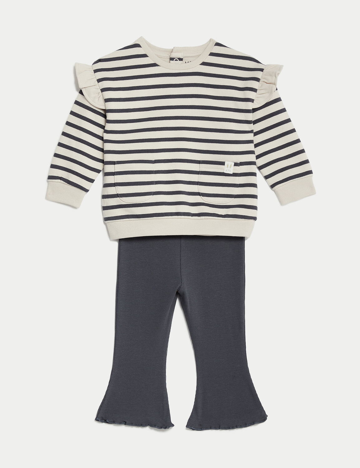 

Комплект из 2 предметов в полоску из хлопка (0–3 года) Marks & Spencer, черный микс