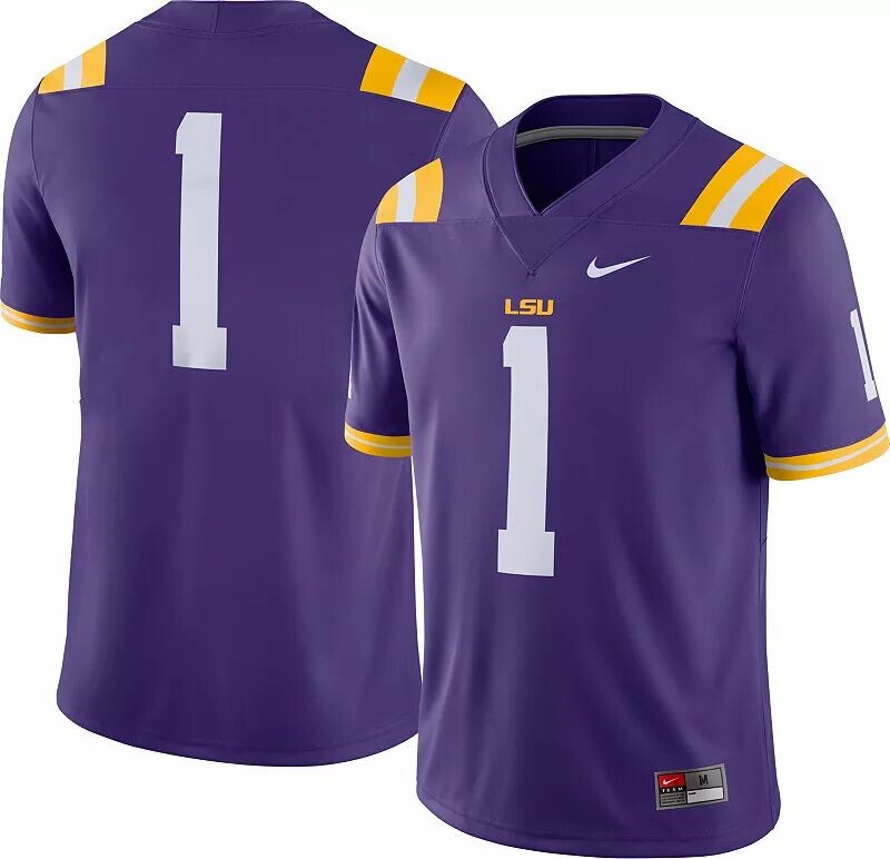 

Мужское футбольное джерси Nike LSU Tigers #1 фиолетового цвета Dri-FIT Game