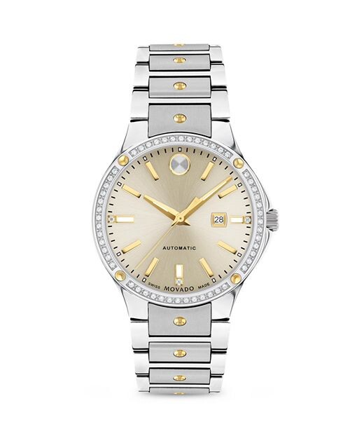 

Автоматические часы SE с бриллиантовым безелем, 33 мм Movado, цвет Tan/Beige