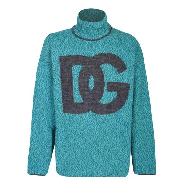 

Пулловер signature intarsia-knit logo high neck pullover Dolce&Gabbana, синий
