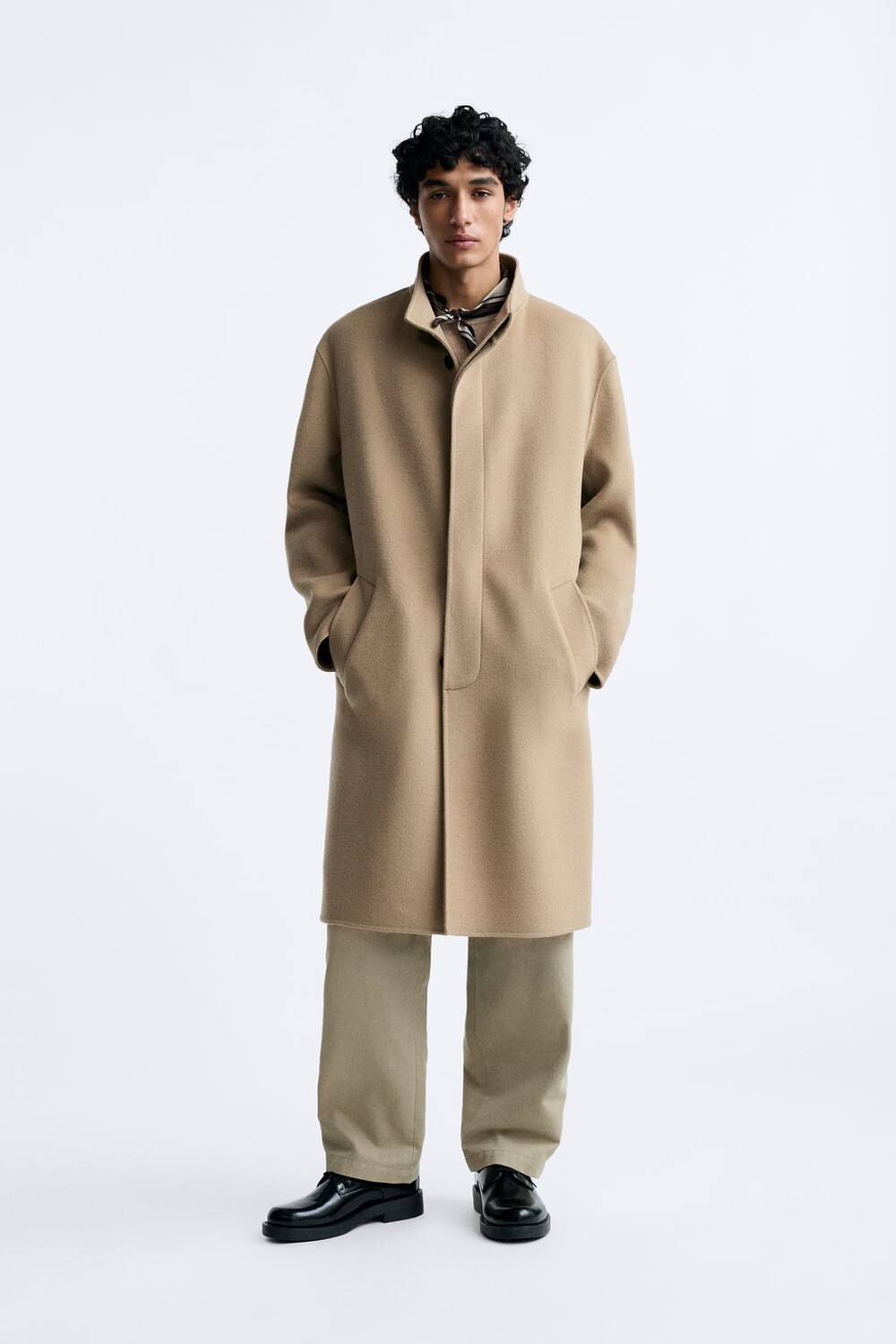

Двустороннее пальто из шерсти 100 ZARA, бежевый