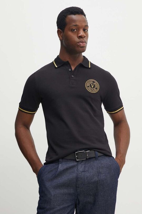 

Хлопковое поло Versace Jeans Couture, черный