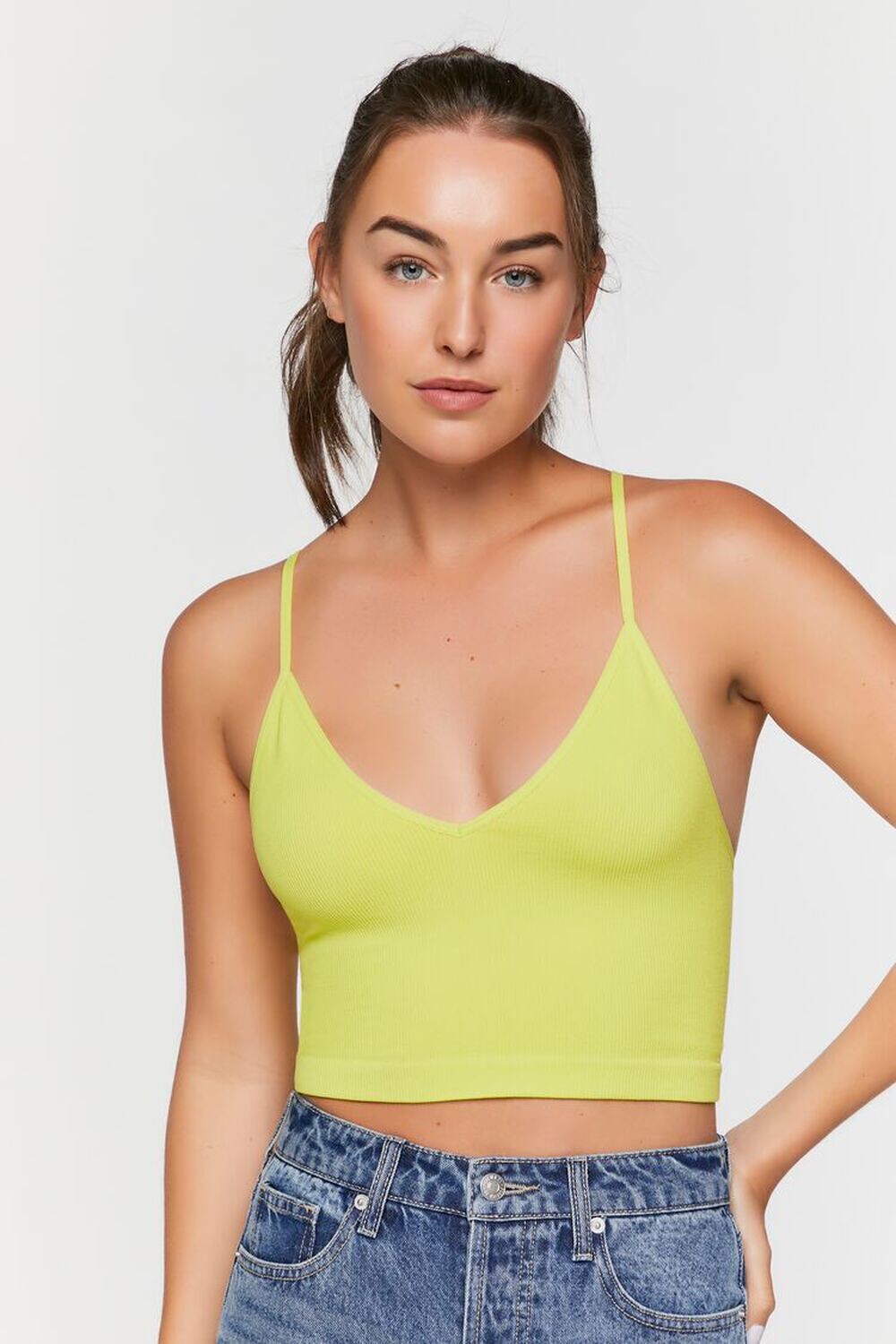 

Бесшовный удлиненный бюстгальтер без косточек Forever 21, зеленый