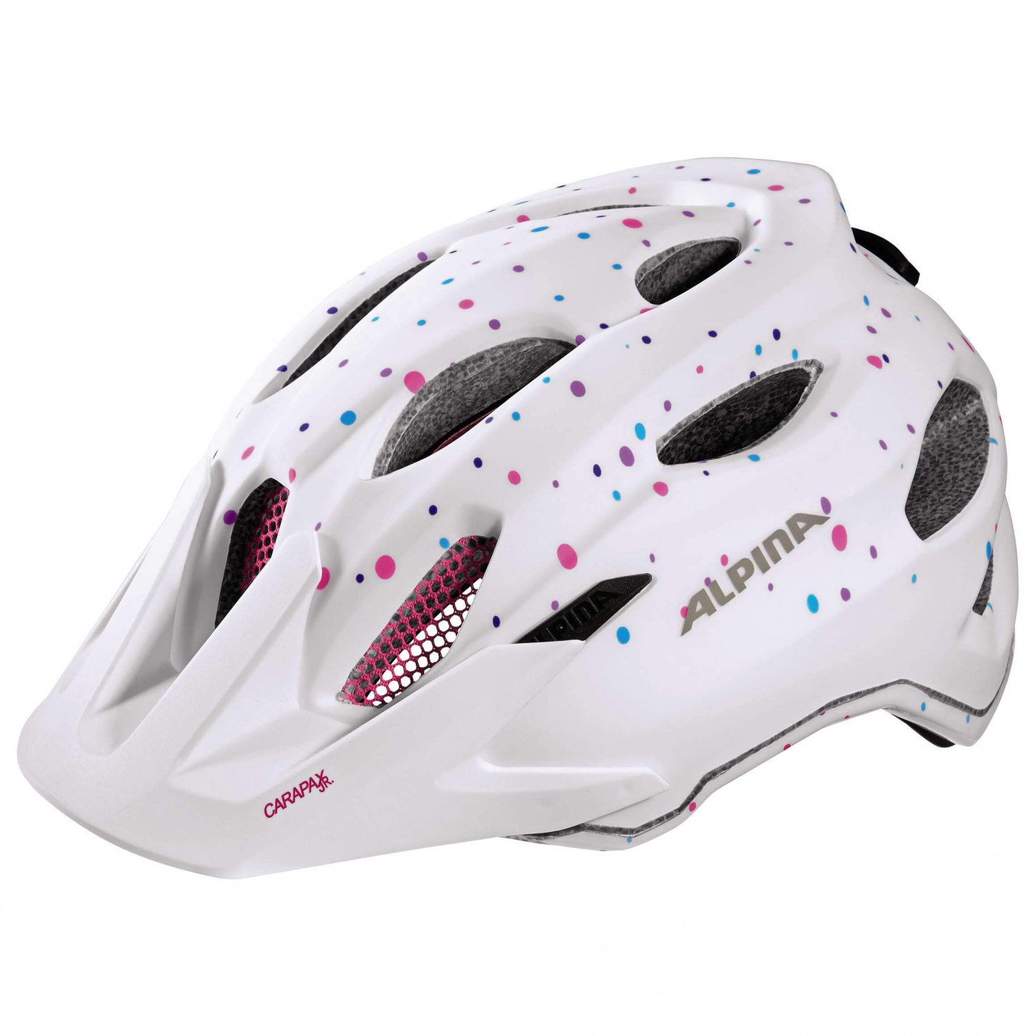 цена Велосипедный шлем Alpina Carapax Junior, цвет White Polka Dots
