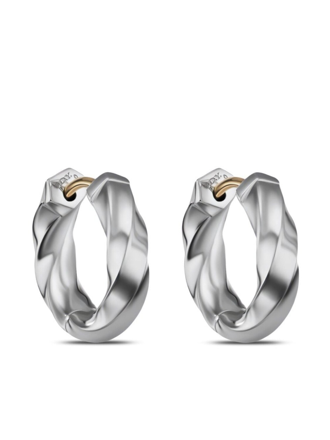 

Серебряные серьги-кольца Cable Edge David Yurman, серебряный