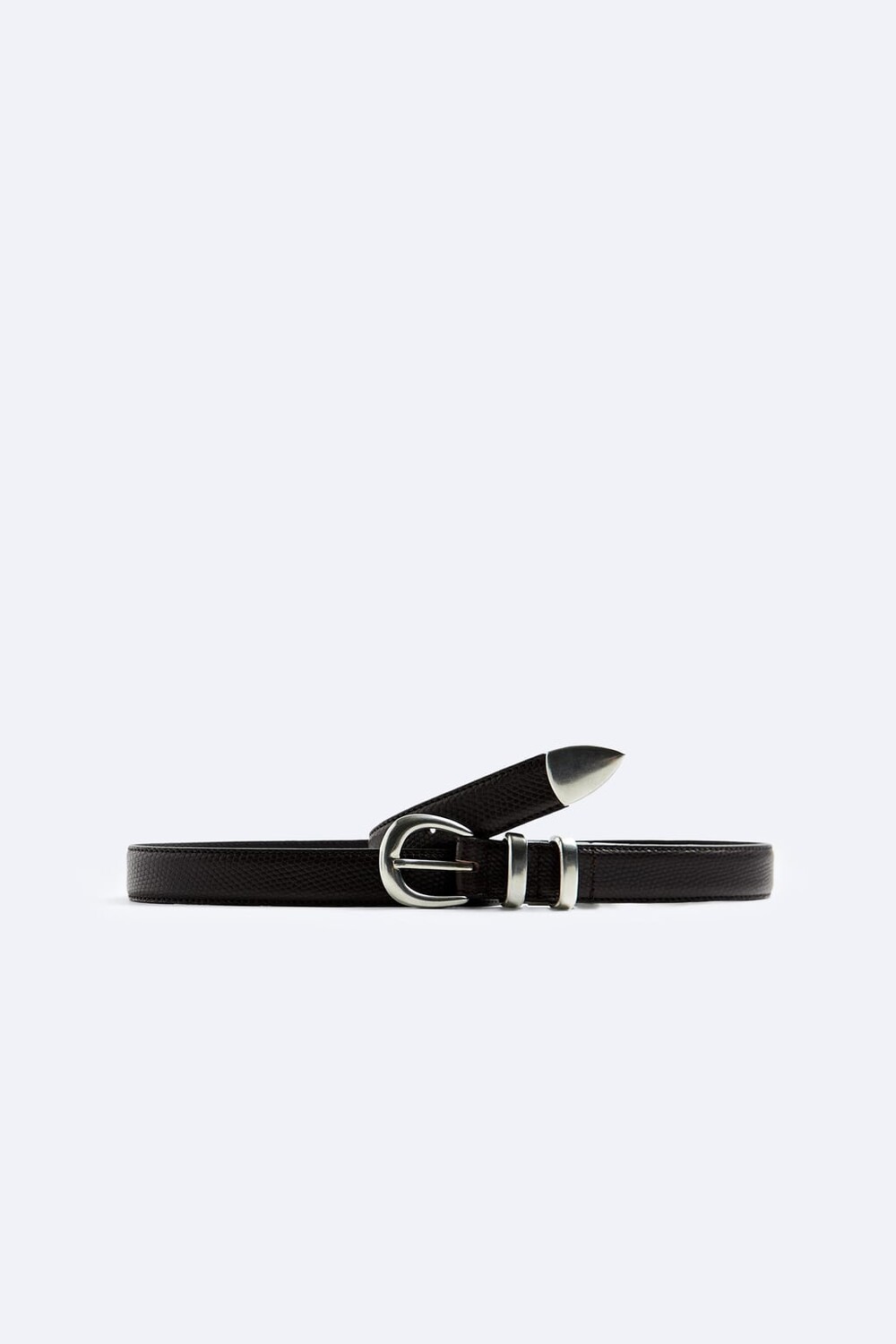 Резной ремень ZARA, темно коричневый