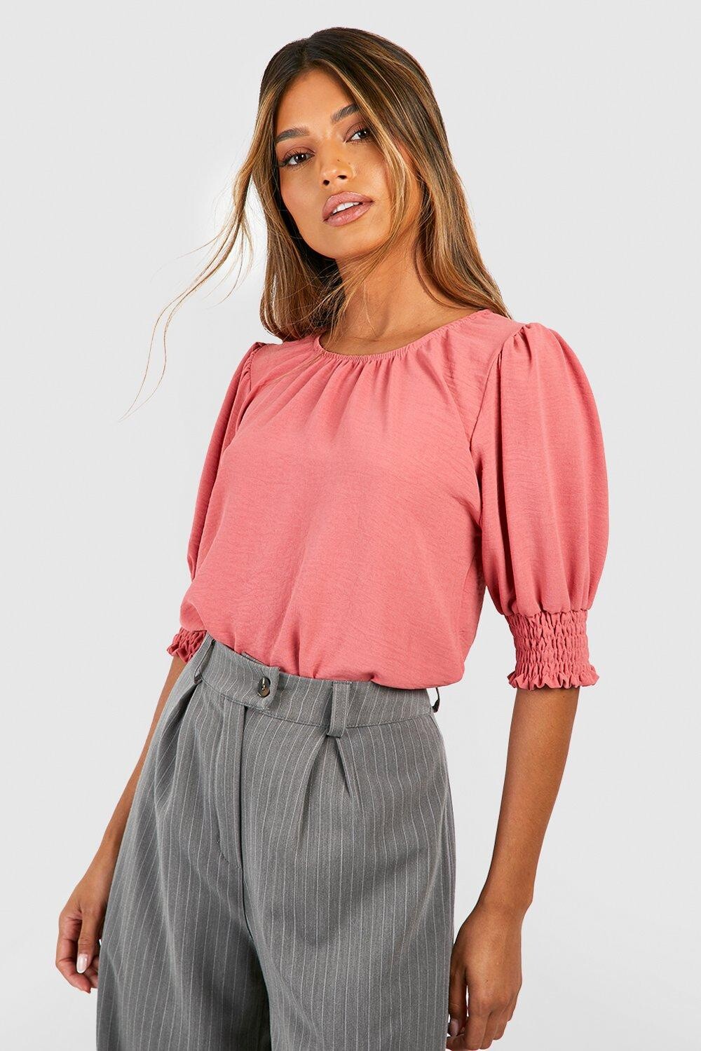 

Блузка с туфными рукавами Boohoo, роза