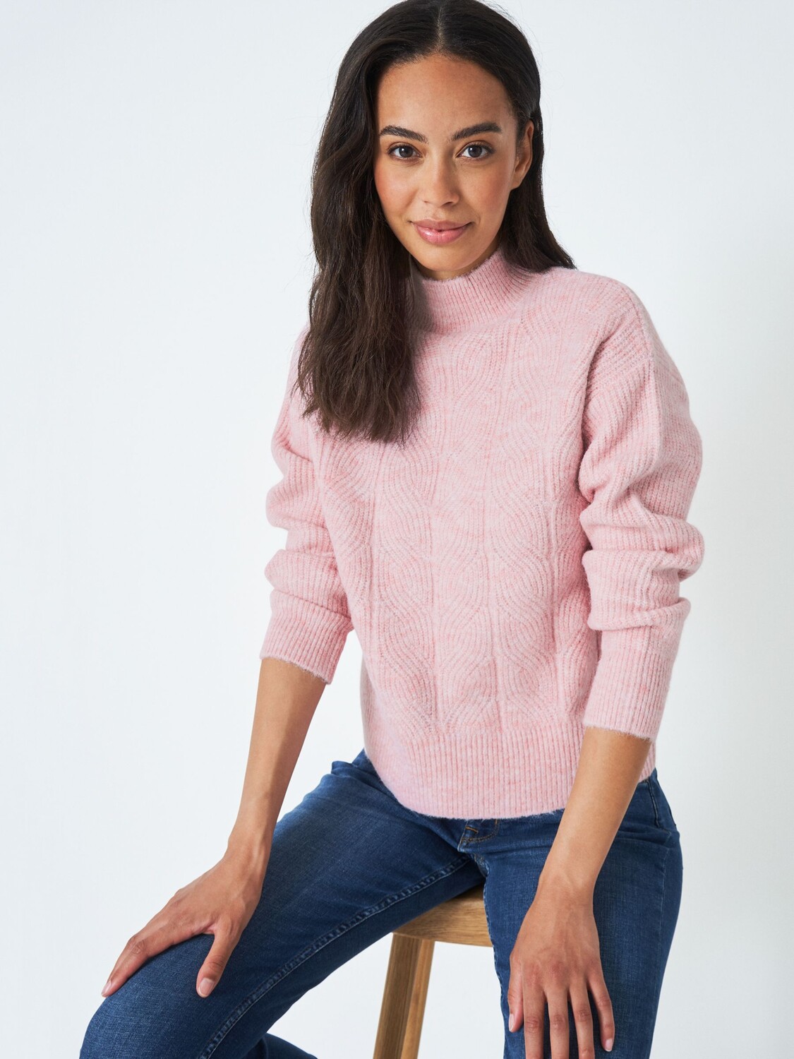 

Текстурный джемпер с высоким воротником Crew Clothing, светло-розовый