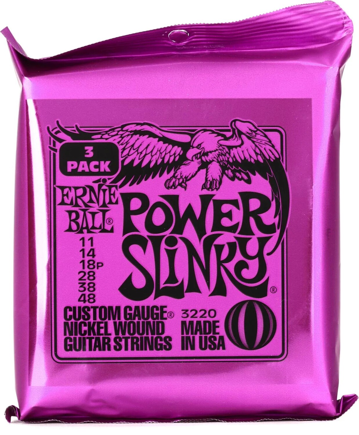 

Струны для электрогитары Ernie Ball 3220 Power Slinky с никелевой обмоткой — .011-.048 заводские, 3 шт.