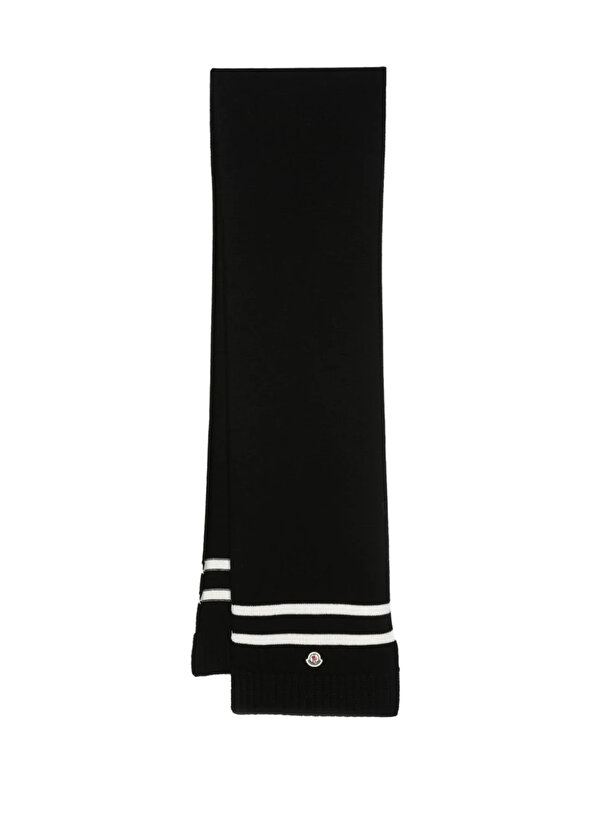 Женский шерстяной шарф с черным логотипом Moncler