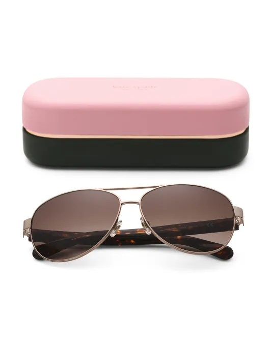 

Металлические солнцезащитные очки-авиаторы 58 мм Kate Spade, коричневый