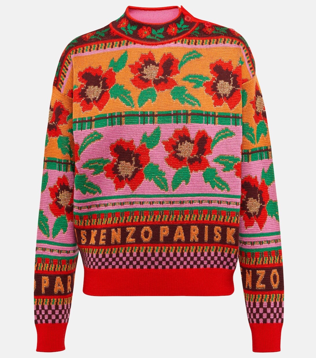 

Свитер интарсия из смесовой шерсти KENZO, разноцветный