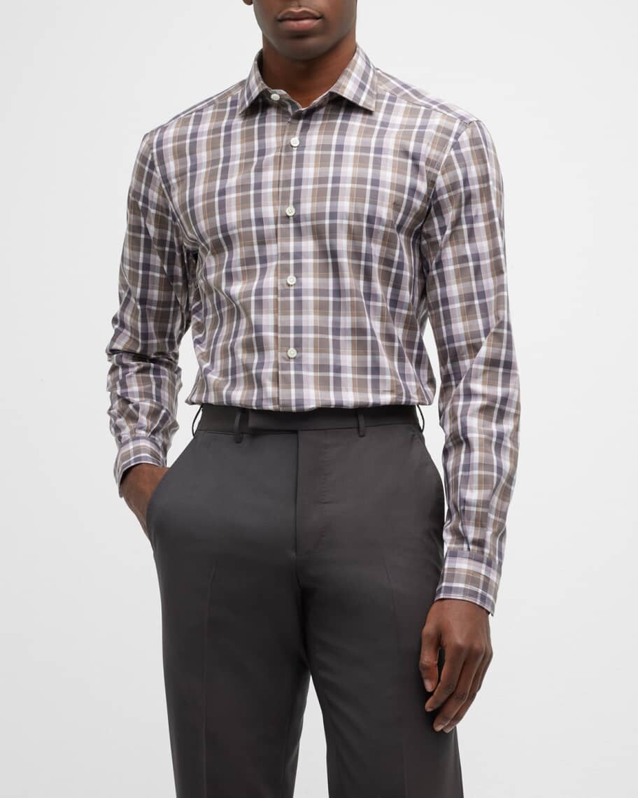 

Мужская хлопковая спортивная рубашка в клетку ZEGNA