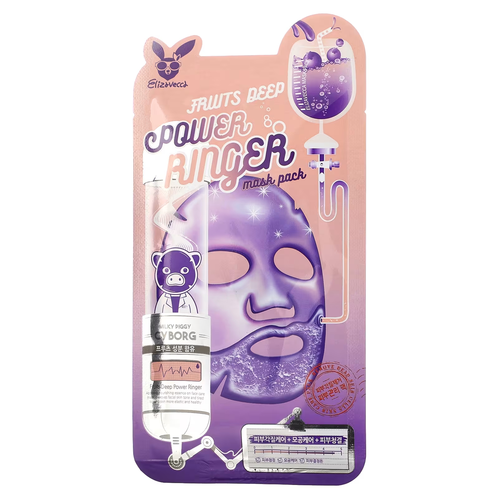 Elizavecca Milky Piggy Cyborg Fruits Deep Power Ringer Beauty Mask Pack, 1 тканевая маска, 0,78 жидких унций (23 мл)