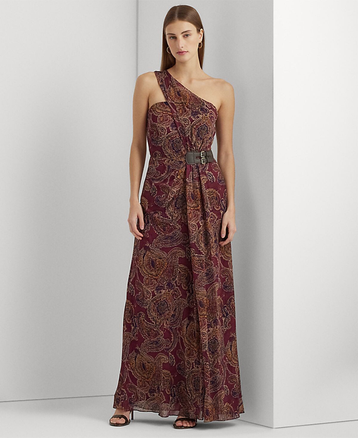 

Женское платье на одно плечо с узором пейсли Georgette Lauren Ralph Lauren