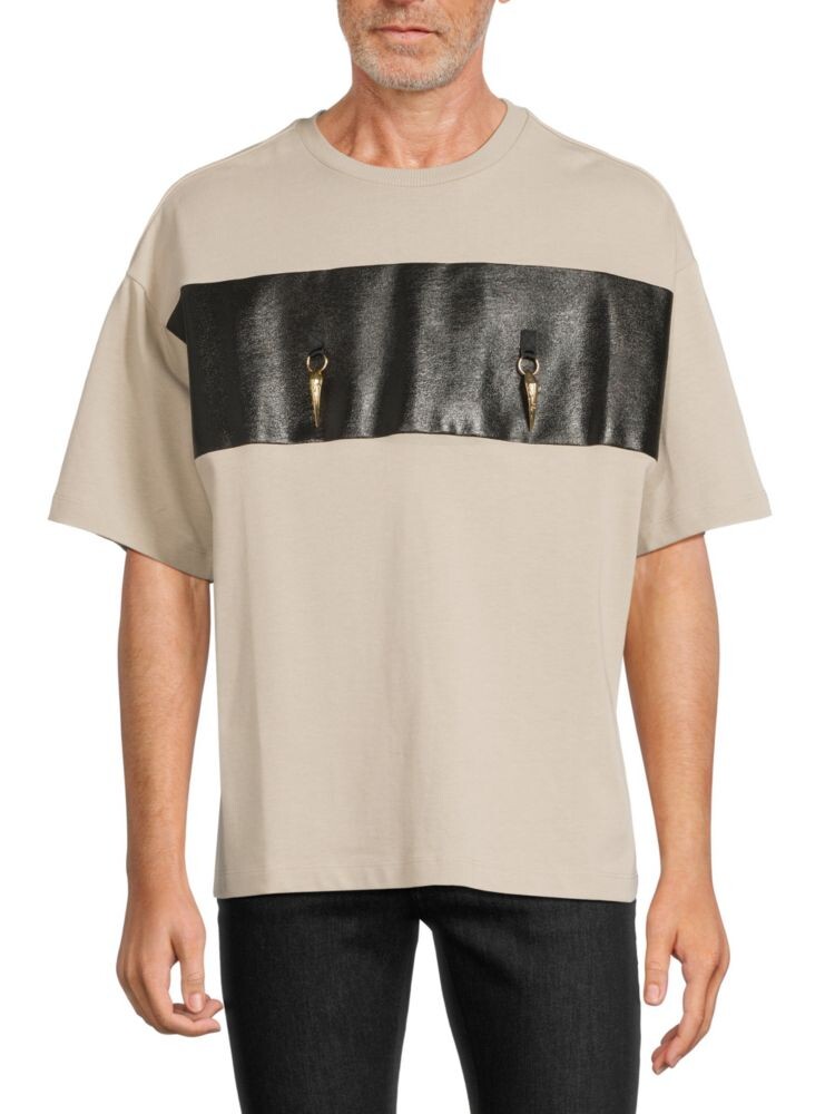 

Футболка в полоску с клыками Roberto Cavalli, цвет Beige Black