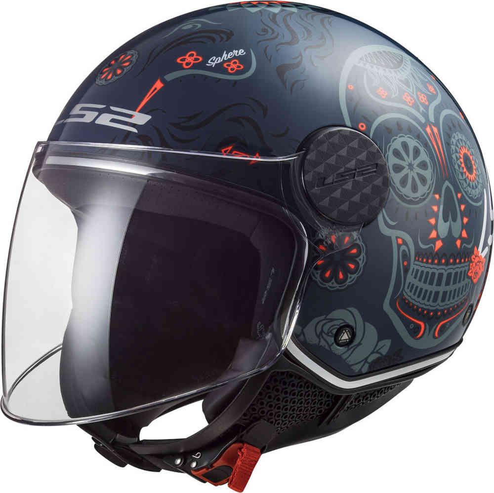 OF558 Sphere Lux Maxca Реактивный шлем LS2, синий/оранжевый