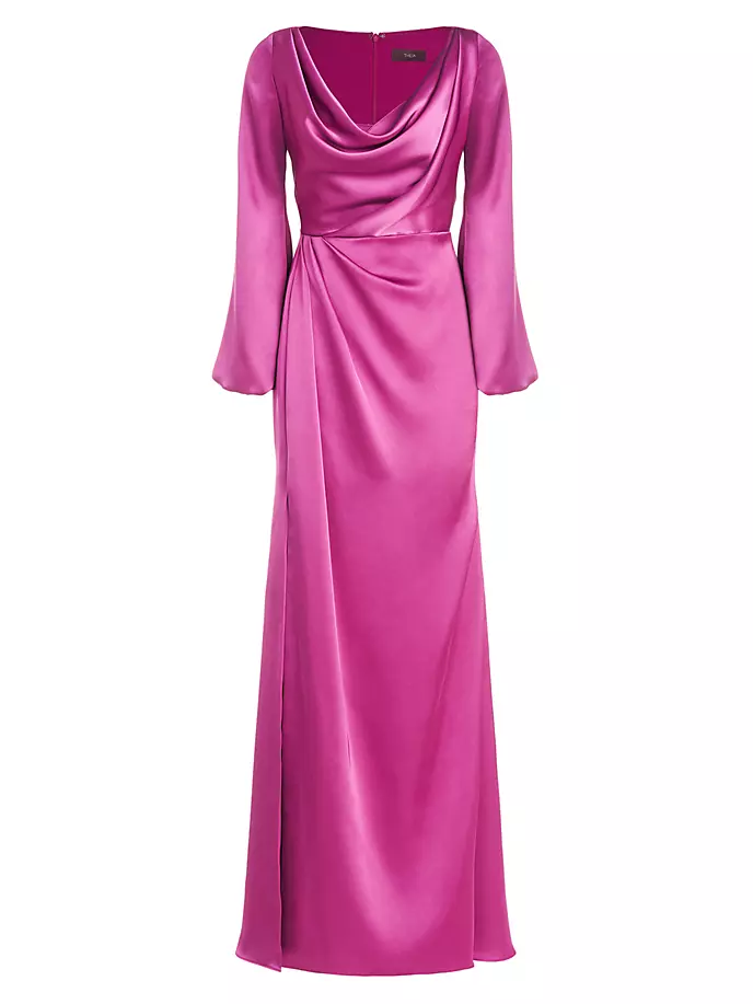 цена Атласное платье Eliana с воротником-хомутом Theia, цвет rosewood