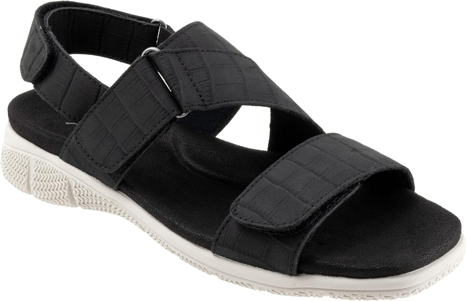 

Сандалии на плоской подошве Tatia Trotters, цвет Black Croco