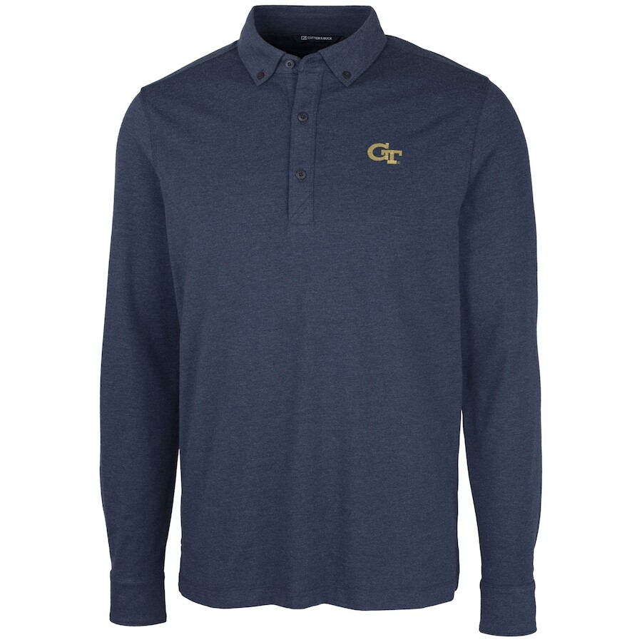 

Поло с длинным рукавом Cutter & Buck Georgia Tech Yellow Jackets, нави