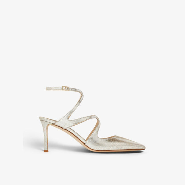 

Босоножки Azia на каблуке из кожи с блестками Jimmy Choo, цвет champagne