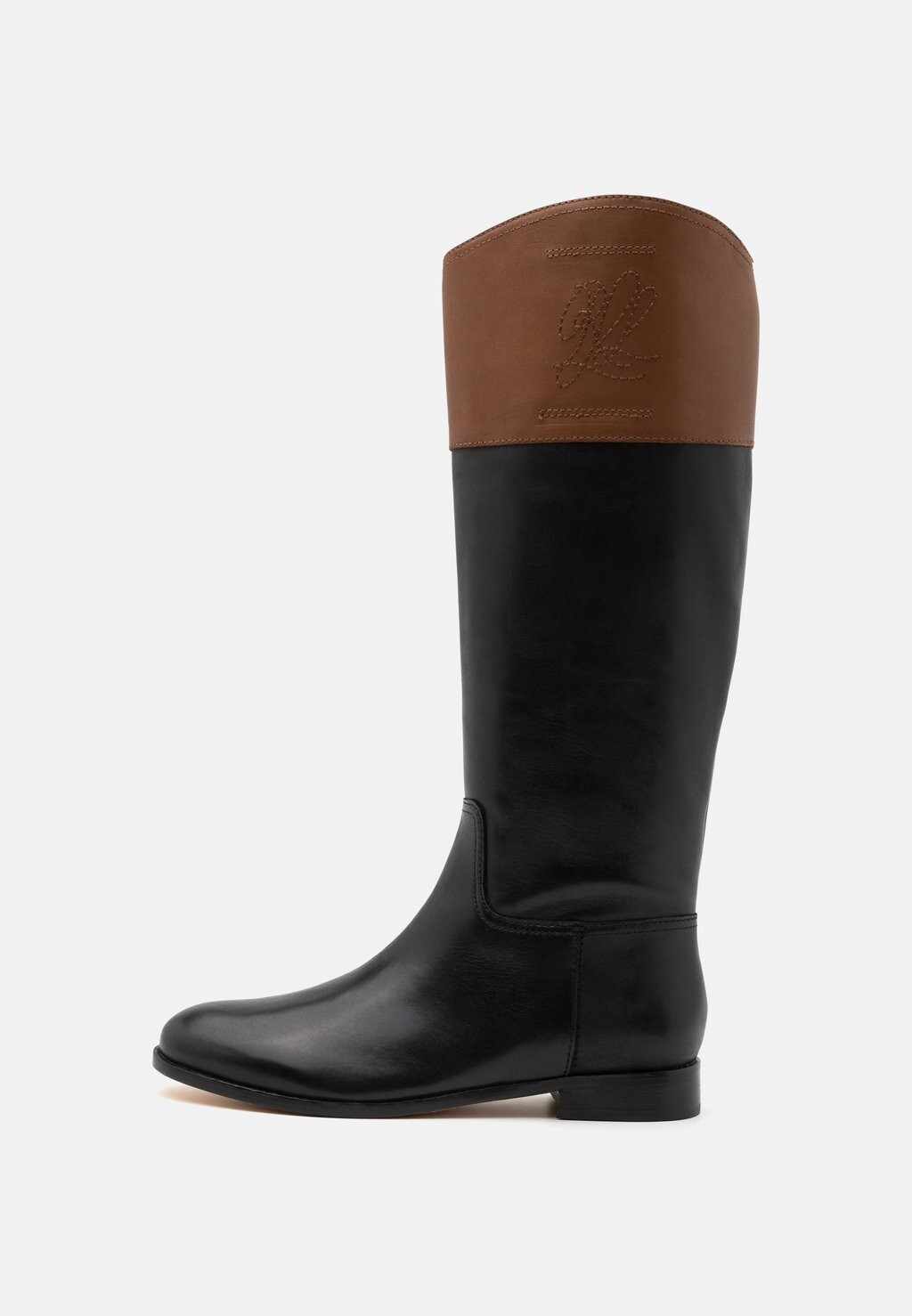 

Высокие сапоги Justine Tall Boot Lauren Ralph Lauren, цвет black/deep saddle tan