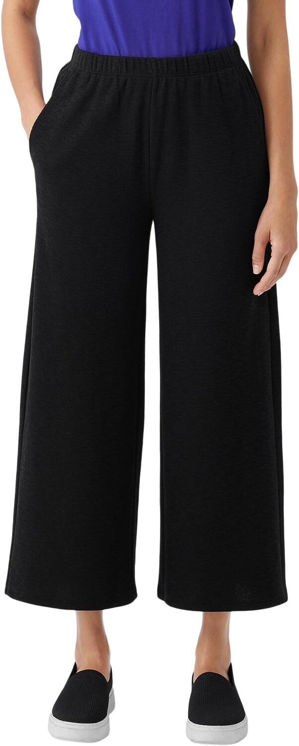 

Миниатюрные широкие укороченные брюки Eileen Fisher, черный