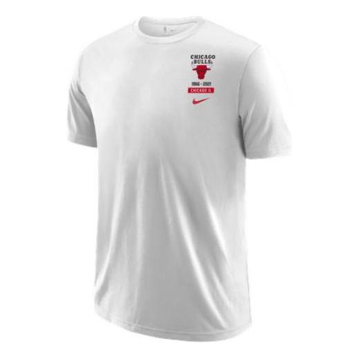 Футболка Men's Nike Chicago Bulls Printing Logo Loose Round Neck Pullover Short Sleeve White T-Shirt, белый