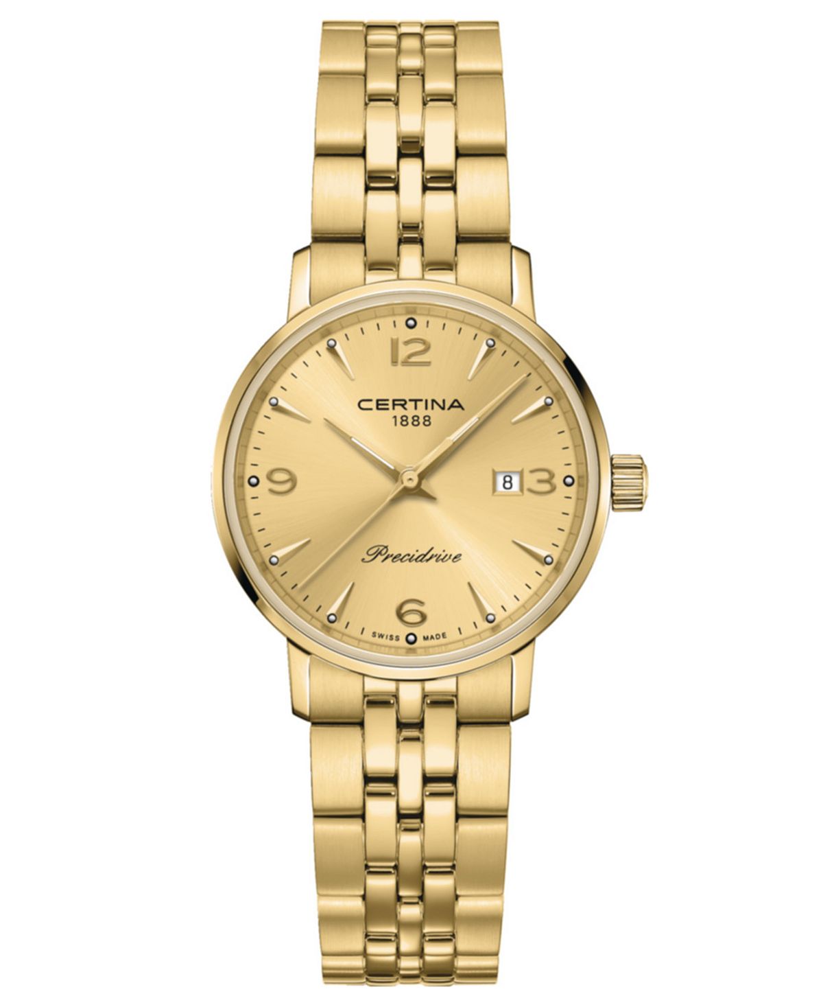 Женские швейцарские часы DS Caimano с золотым PVD-браслетом из нержавеющей стали, 28 мм Certina, желтый certina c600016251