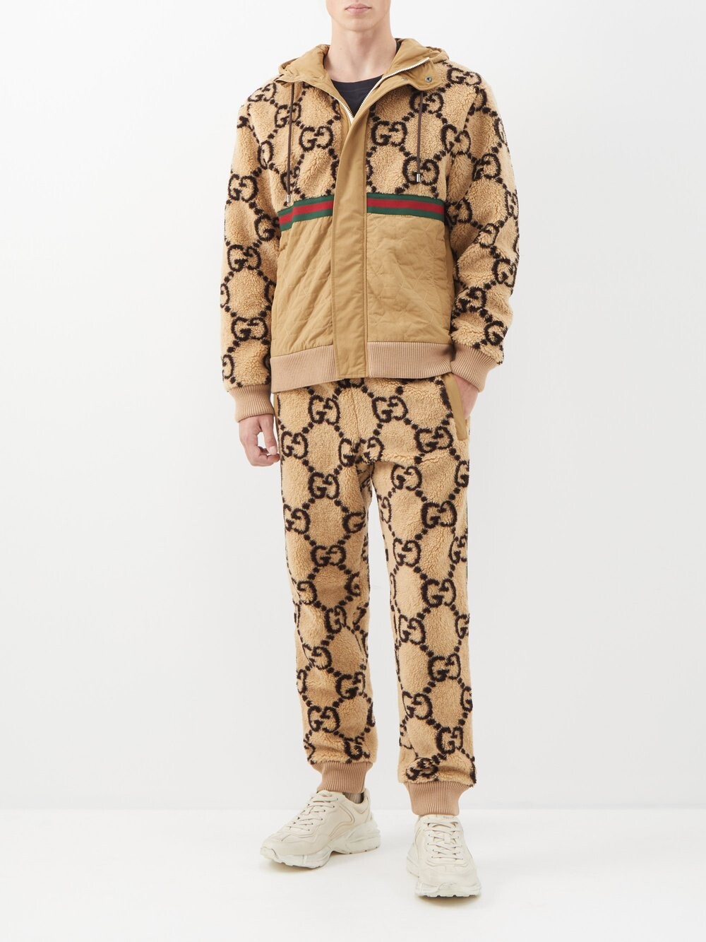 

Спортивная куртка из флиса с жаккардовым узором gg Gucci, бежевый