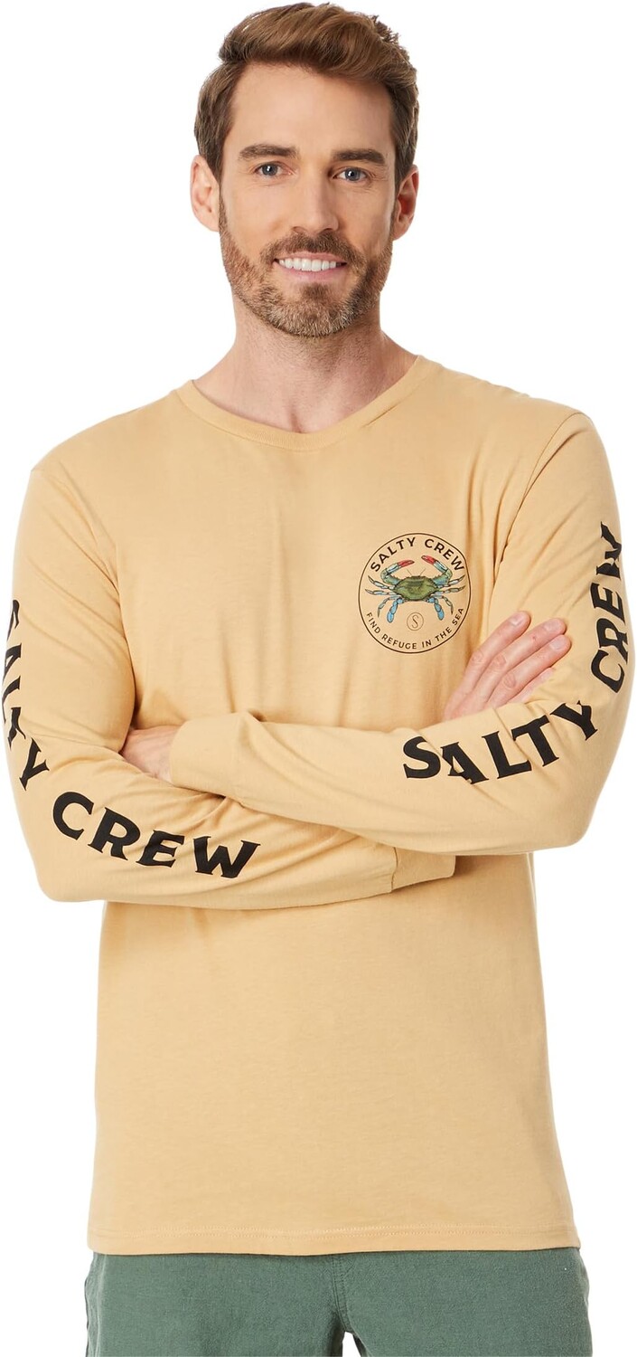 

Синяя футболка премиум-класса с длинными рукавами Crabber Salty Crew, цвет Camel
